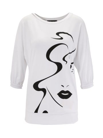 Aniston SELECTED Fledermausshirt in weiß-schwarz