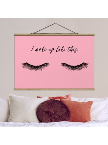 WALLART Stoffbild mit Posterleisten - Wimpern Chat - Wake up in Rosa