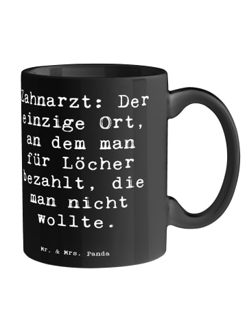 Mr. & Mrs. Panda Becher Spruch Zahnarzt Lochgebühr mit Spruch in Schwarz