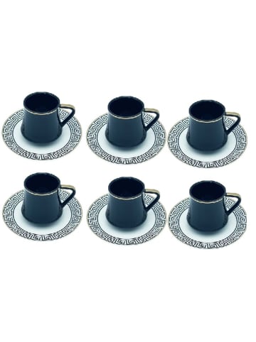 Schäfer 12-tlg. Kaffeeservice, Kaffee- und Mokkatassen mit Unterteller in Schwarz