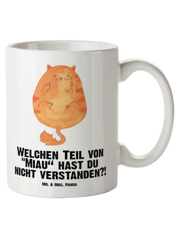 Mr. & Mrs. Panda Riesenkaffeetasse Katze Mittelfinger mit Spruch in Weiß