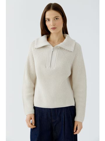 Oui Troyer-Pullover aus Baumwollmischung in Offwhite