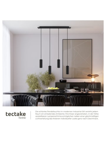 tectake Pendelleuchte, 4-flammig, 40 W, Industrial-Style, 75 x 9 x 146 cm