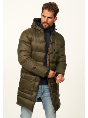 SOULSTAR Parka - mit Kapuze als Winterjacke - Langer Steppmantel in Olive