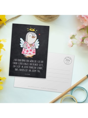 Mr. & Mrs. Panda Postkarte Pinguin Konfirmation mit Spruch in Kreidetafel