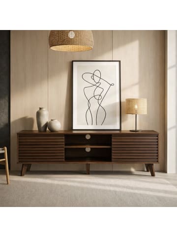 CALICOSY TV Möbel FRIBOURG in Dunkles - (W) 135 x (H) 51,5 x (L) 39 cm
