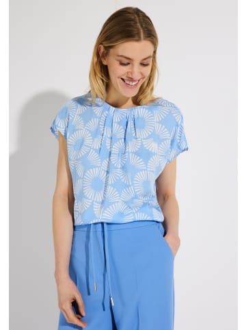 More & More bedruckte Kurzarmbluse in skyblue/offwhite