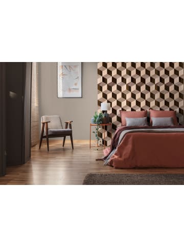 A.S. Création Tapete Cubist Harmony in warmen Nusstönen