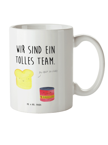 Mr. & Mrs. Panda Mehrwegbecher Toast Marmelade mit Spruch in Weiß