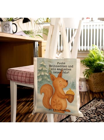Mr. & Mrs. Panda Canvas Tasche Eichhörnchen Weihnachten Design m... in Weiß