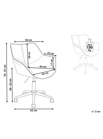 Beliani Bürostuhl NEWDALE in Schwarz - (W) 62 x (H) 79 x (L) 62 cm