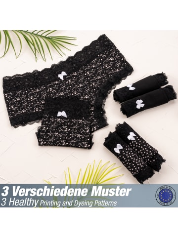 LOREZA 6er Set Pantys - Sterne - Schwarz