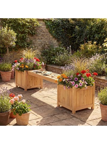 COSTWAY Blumenkasten mit Gartenbank 169 x 35 x 35 cm in Beige