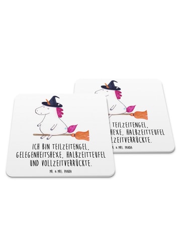 Mr. & Mrs. Panda Untersetzer für Gläser Einhorn Hexe mit Spruch in Weiß