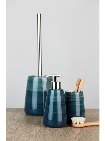 Wenko Bürstenbehälter POTTERY PETROL + WC-Bürste in Blau, (B) 13 x (H) 40 x (L) 13 cm