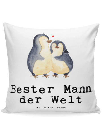 Mr. & Mrs. Panda 40x40 Kissen Pinguin Bester Mann der Welt mit S... in Weiß