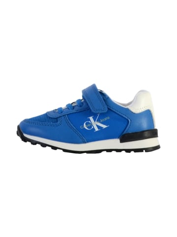 Calvin Klein Kinder-Sneaker aus Jeansstoff mit Klettverschluss, Low-Cut, zum Schnüren Blau
