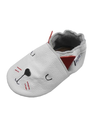 Yalion Leder-Krabbelschuhe "Katzen" in Weiß