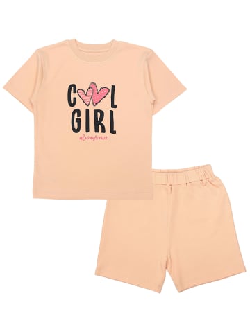 TupTam Kinder Mädchen Kurzarm Pyjama Set 2-teilig in apricot