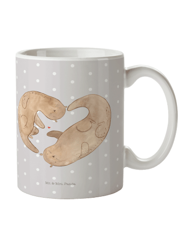 Mr. & Mrs. Panda Keramikbecher Otter Herz ohne Spruch in Grau Pastell