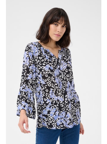 Kaffe Kurzarm-Bluse KAlea Regular fit in Blue Leopard