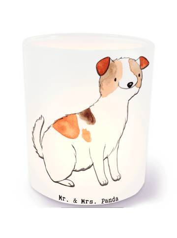 Mr. & Mrs. Panda Windlicht aus Glas Jack Russel Terrier Lebensre... in Transparent