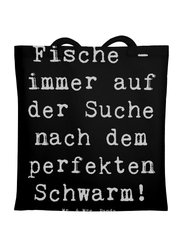 Mr. & Mrs. Panda Umhängetasche Spruch Fische Schwarm mit Spruch in Schwarz