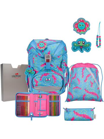DerDieDas Schulranzen Set 5-tlg. ErgoFlex Happy Pixel in blau