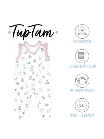 TupTam Baby Mädchen Strampler mit Fuß 3er Pack in beige/rosa