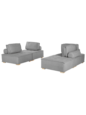 Beliani 4-tlg Modulsofa TIBRO in Grau/Heller Holzfarbton