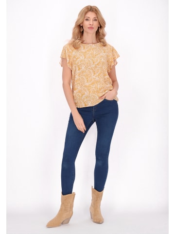 usha FESTIVAL Women Blouse in yellow white