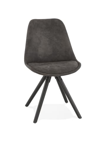 KADIMA DESIGN Esszimmerstuhl Mikrofaser Schwarzholz, Klassischer Stuhl in Anthrazit-Schwarz