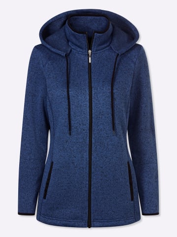 Sieh an! Strickfleece-Jacke in jeansblau-schwarz-meliert