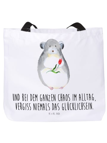 Mr. & Mrs. Panda Shopper Chinchilla Blume mit Spruch in Weiß