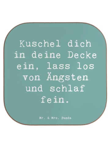 Mr. & Mrs. Panda Holzuntersetzer Spruch Alleine schlafen lernen ... in Meeresbrise