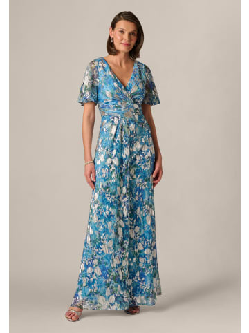 Adrianna Papell Langes Abendkleid Foil Crinkle Gown in Blue Multi