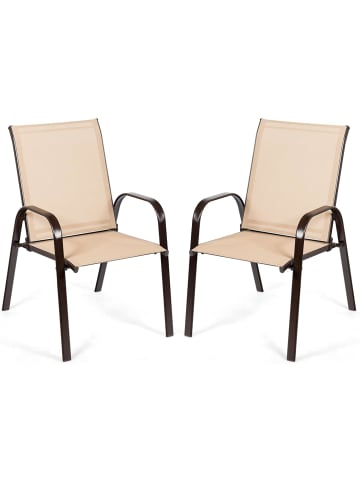 COSTWAY 2er Set Gartenstühle 56x72x90cm in Beige