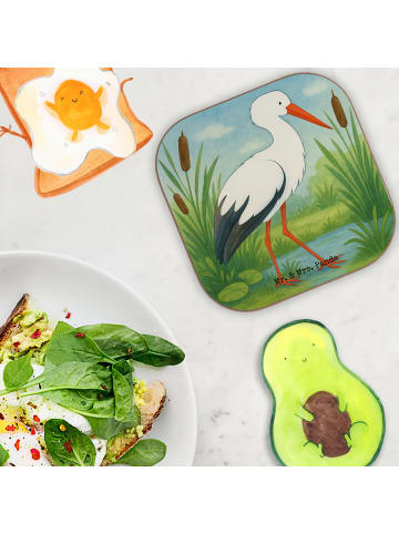 Mr. & Mrs. Panda Tassenuntersetzer Storch Design ohne Spruch in Weiß