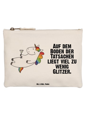 Mr. & Mrs. Panda Schminktasche Einhorn Blümchentail mit Spruch in Weiß