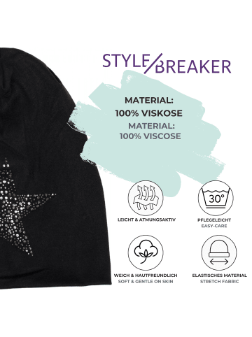 styleBREAKER Beanie Mütze mit Strass Stern in Bordeaux-Rot meliert