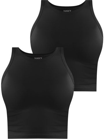 Janice 2 x Damen crop Top hochgeschlossen Niah in Schwarz