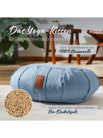 DoYourFitness Yoga-Kissen Ganesh gefüllt Dinkelspelz hellblau Halbmond Blau