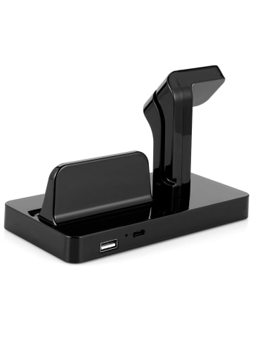 Lade- und Synchronisationsstation 2 in 1 für Apple Watch und iPhone in Schwarz