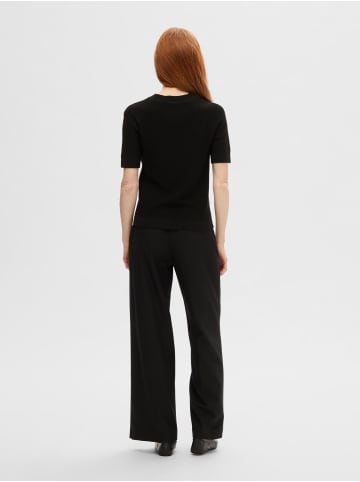 SELECTED FEMME Strickpullover mit Rundhalsausschnitt und halblangen Ärmeln in Schwarz