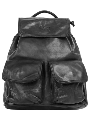 Cluty Rucksack echt Leder in schwarz