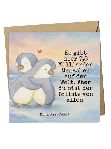 Mr. & Mrs. Panda Klappkarte Pinguine Kuscheln Design mit Spruch in Weiß