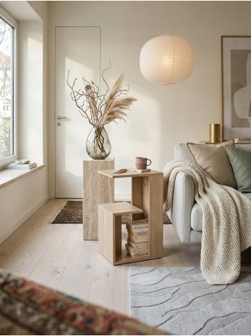 KADIMA DESIGN Wohnzimmertisch Kompakt | 3-Etagen, Storage, Melamin in Beige