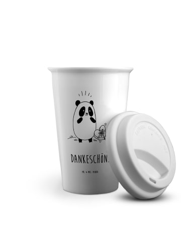 Mr. & Mrs. Panda Thermobecher To Go Panda Dankeschön mit Spruch in Weiß