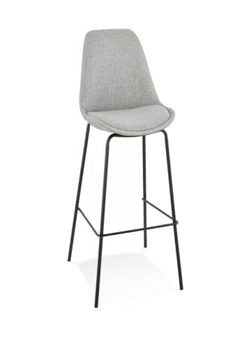 KADIMA DESIGN Barhocker mit Gepolstertem Sitz aus Grauem Stoff | Moderner Stil in Grau-Schwarz