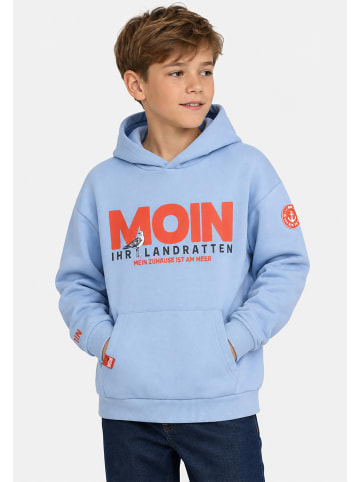 Sublevel Hoodie Kapuze Frontprint Kängurutasche Look in Hellblau